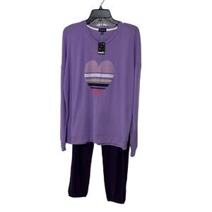 INSOMNIAX & FELINA PJ'S MIXED LOUNGE SET SOFT KNIT TOP & JOGGERS PURPLE XL NEW!